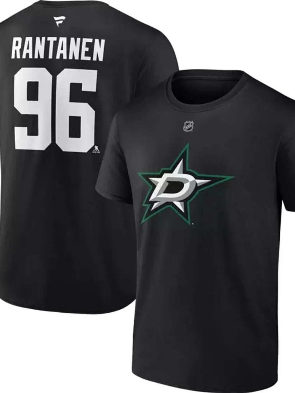 Fantatics Dallas Stars TShirt M Black Mikko Rantanen #96 Logo Hockey NWT NHL